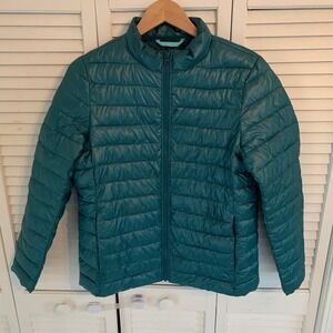 Primary Womens M Lightweight Recycled Puffer Jacket Adult Teal Green Full Zip